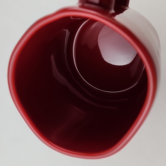 Rae Dunn Glossy Red Coffee Mug Double Sided KISSES HUGS White Large Letters - Picture 6 of 10